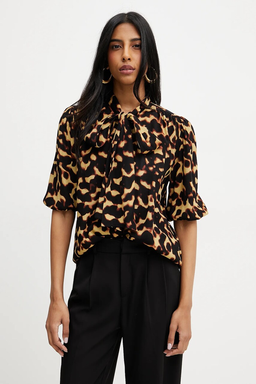 Silvian Heach cămașă VETOK femei, culoarea negru, cu un decolteu legat, regular, GPP25368BL