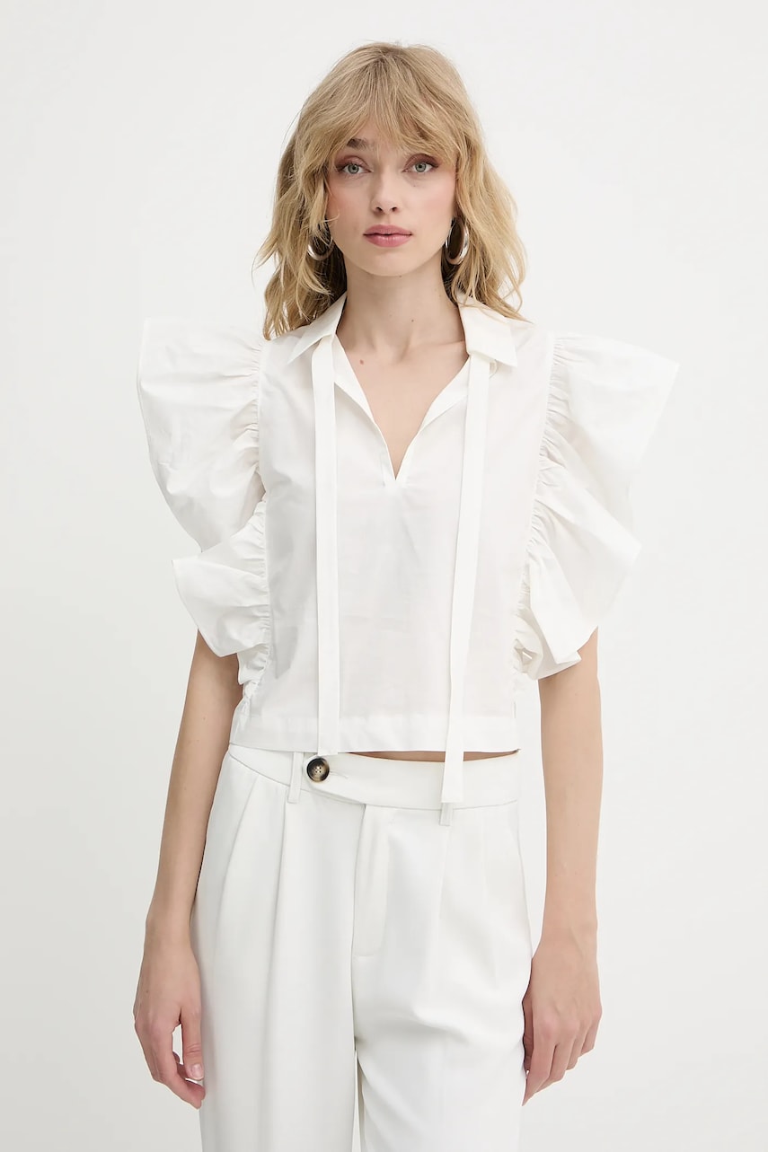 Silvian Heach bluza din bumbac SUHAT culoarea alb, neted, CVP25028CA