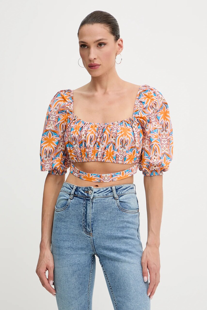 Silvian Heach bluza din bumbac CIOBO culoarea portocaliu, cu imprimeu, CVP25074TO