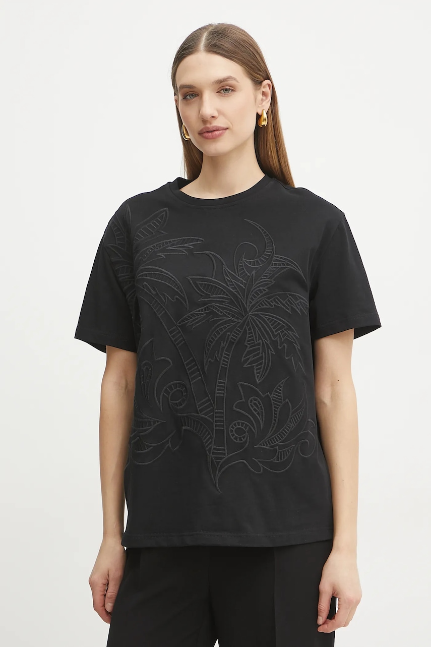 Silvian Heach tricou din bumbac PADER femei, culoarea negru, CVP25029TS