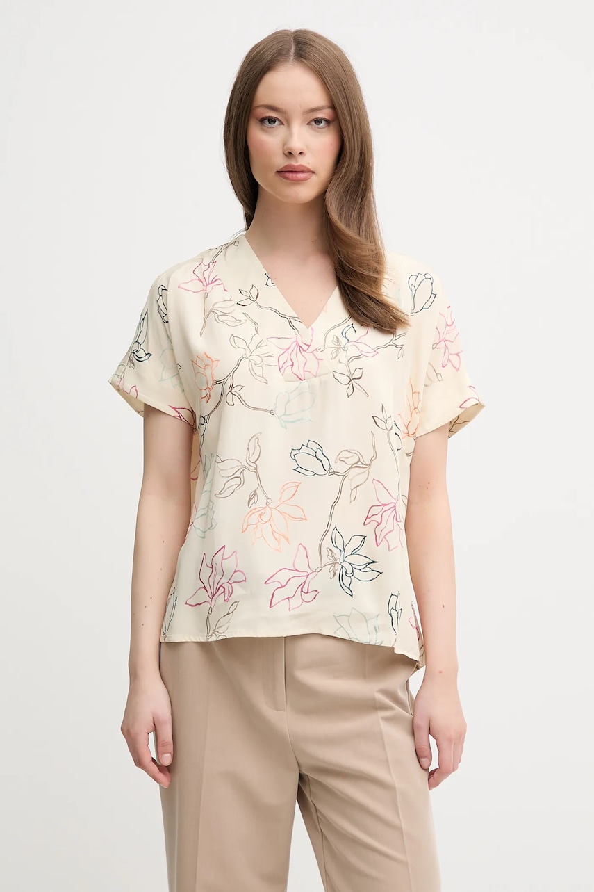 Mos Mosh bluză culoarea bej, cu imprimeu, 169970