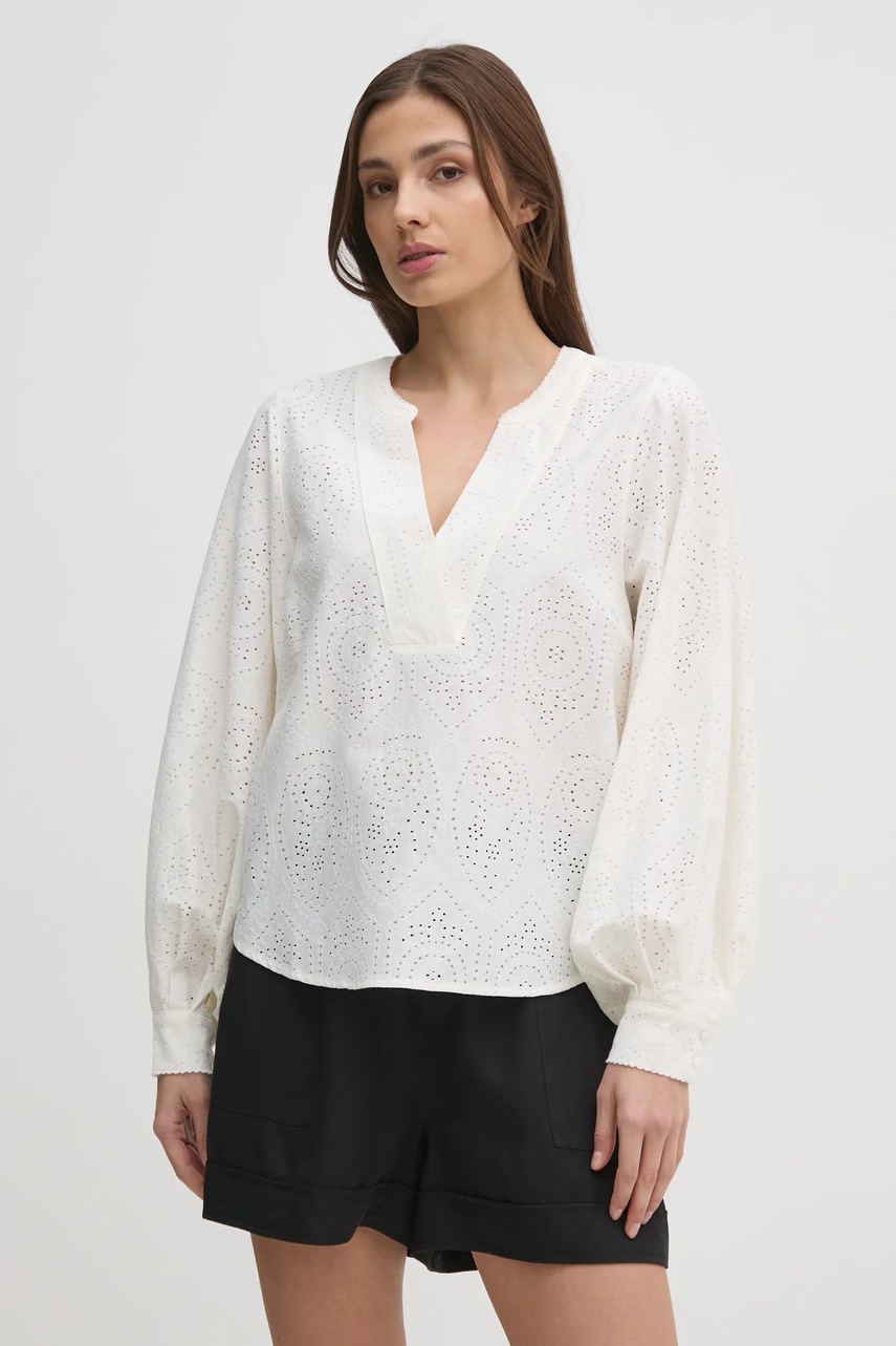 Mos Mosh bluza femei, culoarea bej, neted, 169430