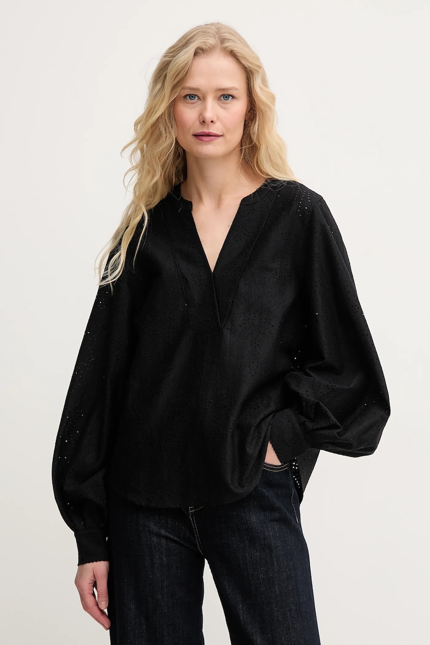 Mos Mosh bluza femei, culoarea negru, neted, 169430