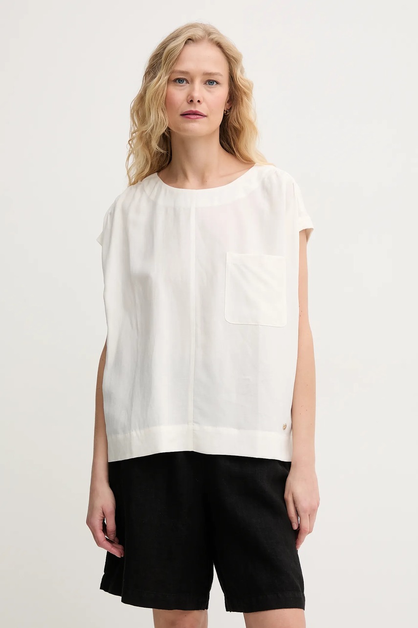 Mos Mosh bluza femei, culoarea bej, neted, 169650