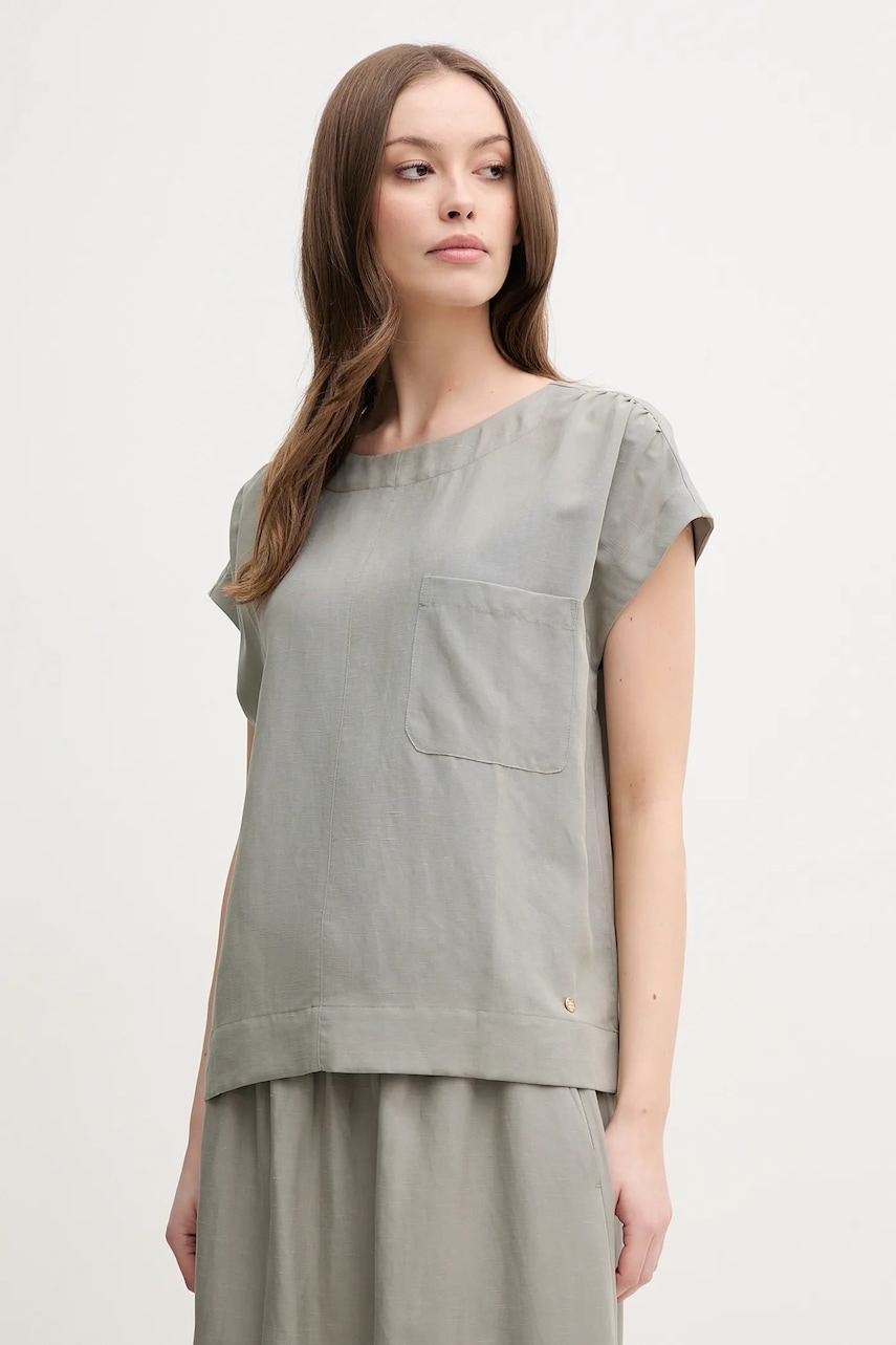 Mos Mosh bluza femei, culoarea verde, neted, 169650