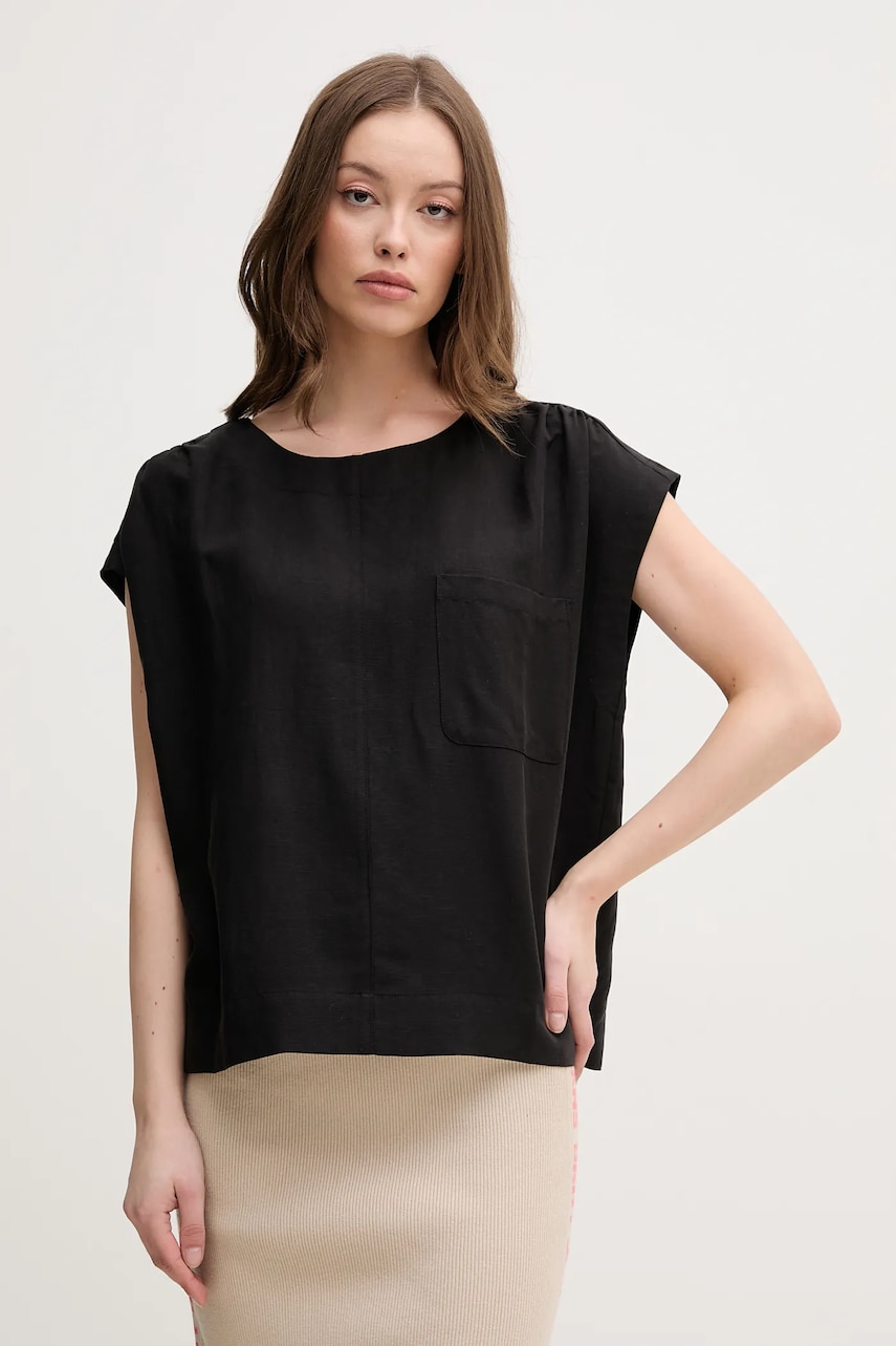 Mos Mosh bluza femei, culoarea negru, neted, 169650