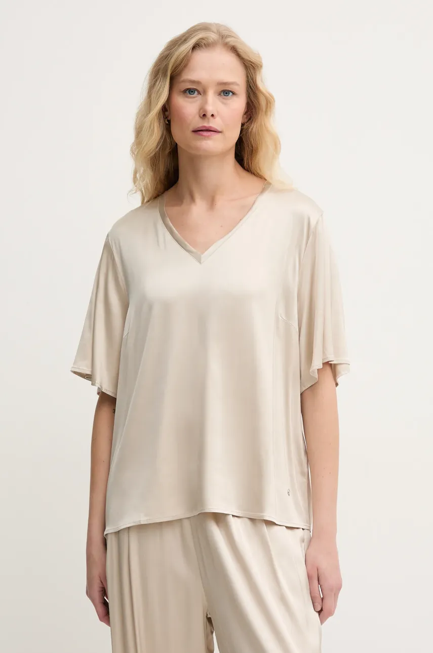 Mos Mosh bluza femei, culoarea maro, neted, 169330