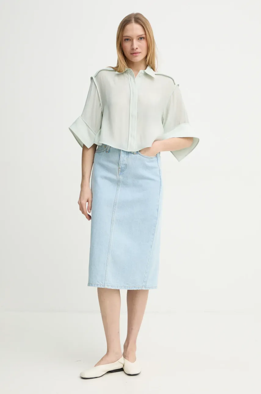 Рубашка Day Birger et Mikkelsen Eleanor женская цвет зелёный relaxed классический воротник DAY65243675 Рубашка Day Birger et Mikkelsen Eleanor женская цвет зелёный relaxed классический воротник DAY65243675