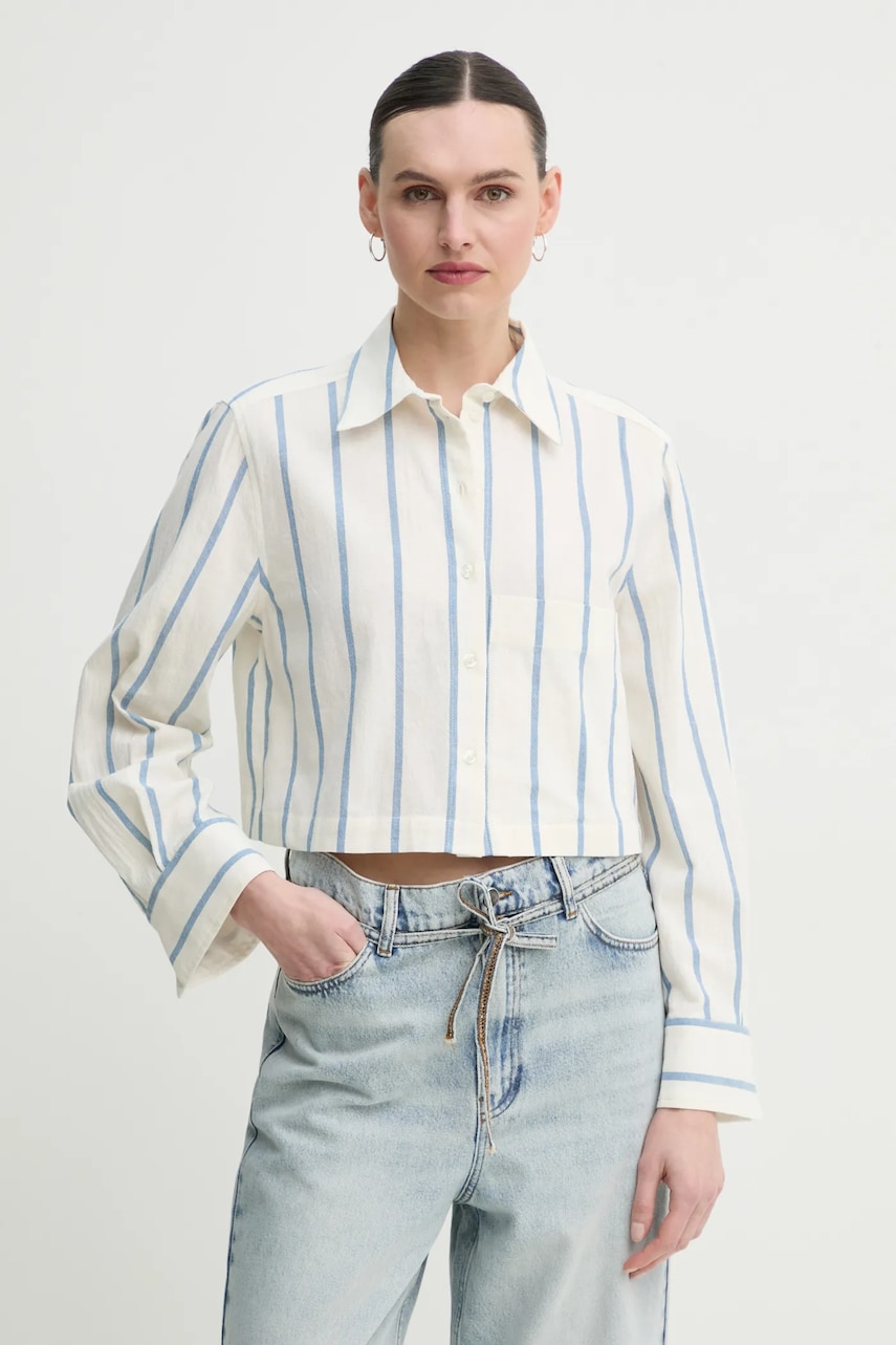 Day Birger et Mikkelsen camasa din bumbac Issa femei, culoarea bej, cu guler clasic, regular, DAY65243695 Day Birger et Mikkelsen camasa din bumbac Issa femei, culoarea bej, cu guler clasic, regular, DAY65243695