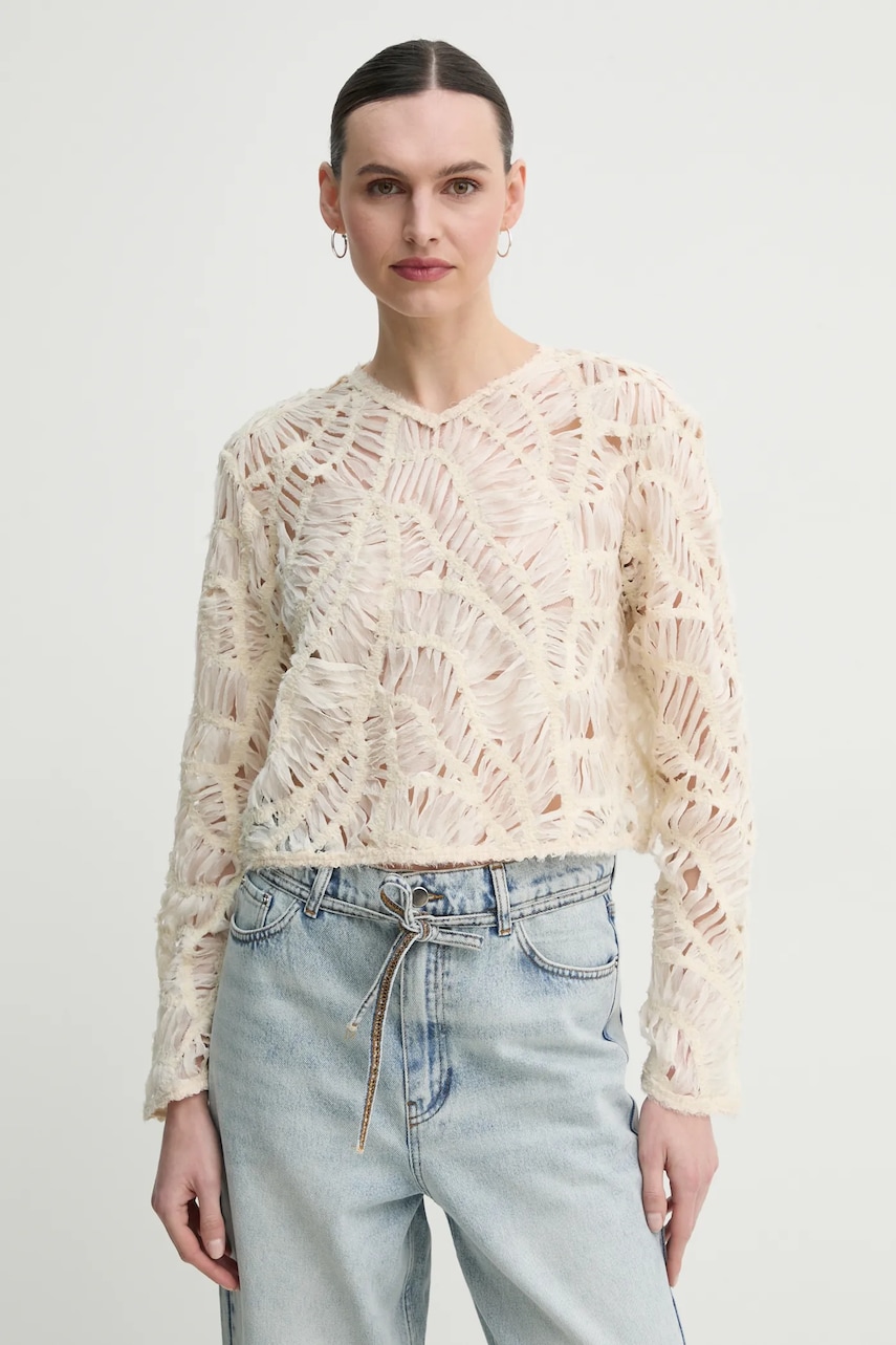 Day Birger et Mikkelsen bluza Reyne femei, culoarea bej, neted, DAY65243746 Day Birger et Mikkelsen bluza Reyne femei, culoarea bej, neted, DAY65243746