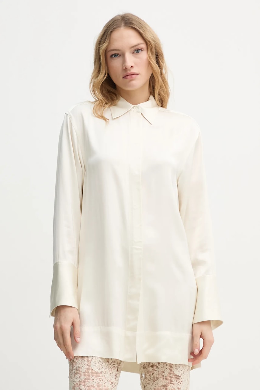 Day Birger et Mikkelsen camasa Lea femei, culoarea bej, cu guler clasic, relaxed, DAY65243793 Day Birger et Mikkelsen camasa Lea femei, culoarea bej, cu guler clasic, relaxed, DAY65243793