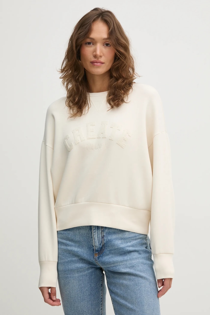 Mos Mosh bluza femei, culoarea bej, cu imprimeu, 168550 Mos Mosh bluza femei, culoarea bej, cu imprimeu, 168550