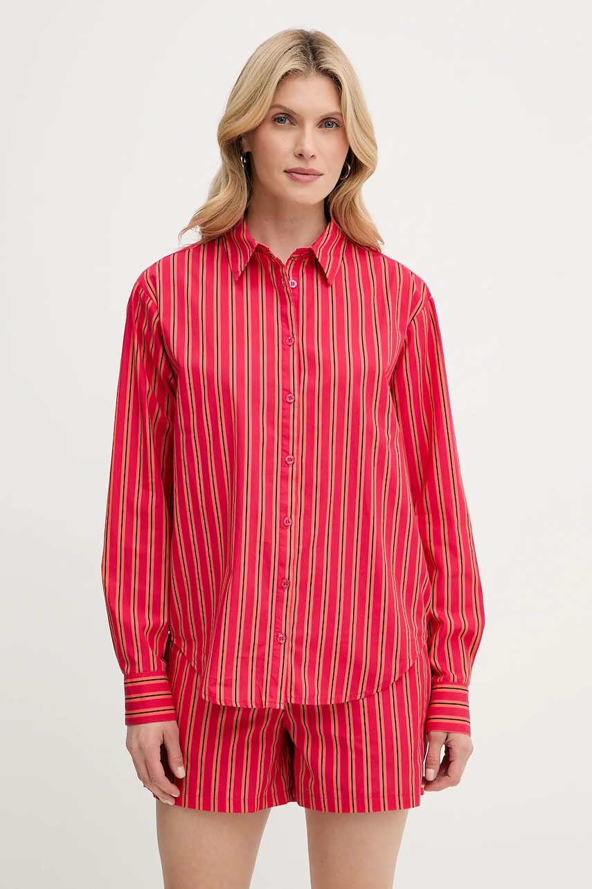 Silvian Heach cămașă din bumbac TANDAM culoarea roz, cu guler clasic, relaxed, GPP25446CA