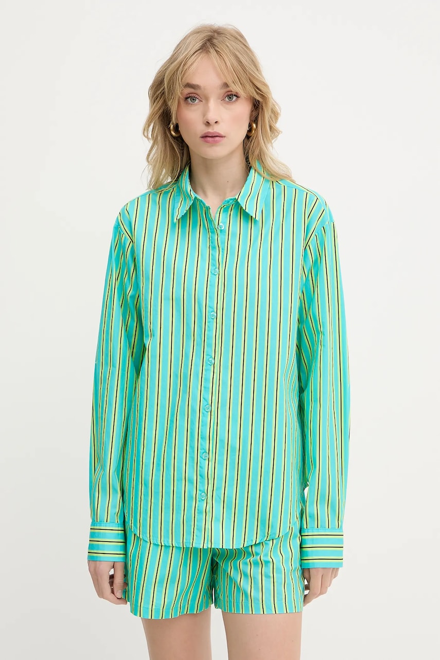 Silvian Heach cămașă din bumbac TANDAM culoarea turcoaz, cu guler clasic, relaxed, GPP25446CA