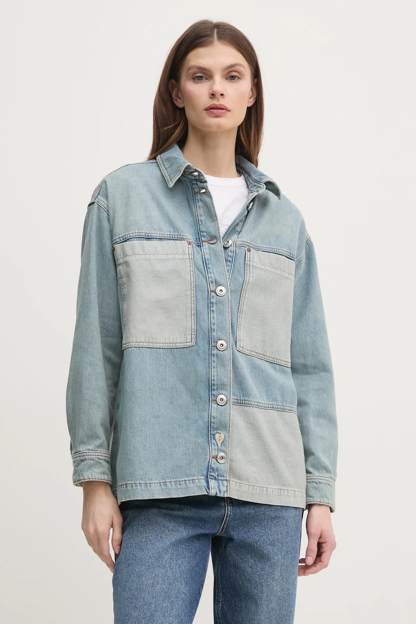 Mos Mosh camasa jeans femei, cu guler clasic, relaxed, 168960 Mos Mosh camasa jeans femei, cu guler clasic, relaxed, 168960