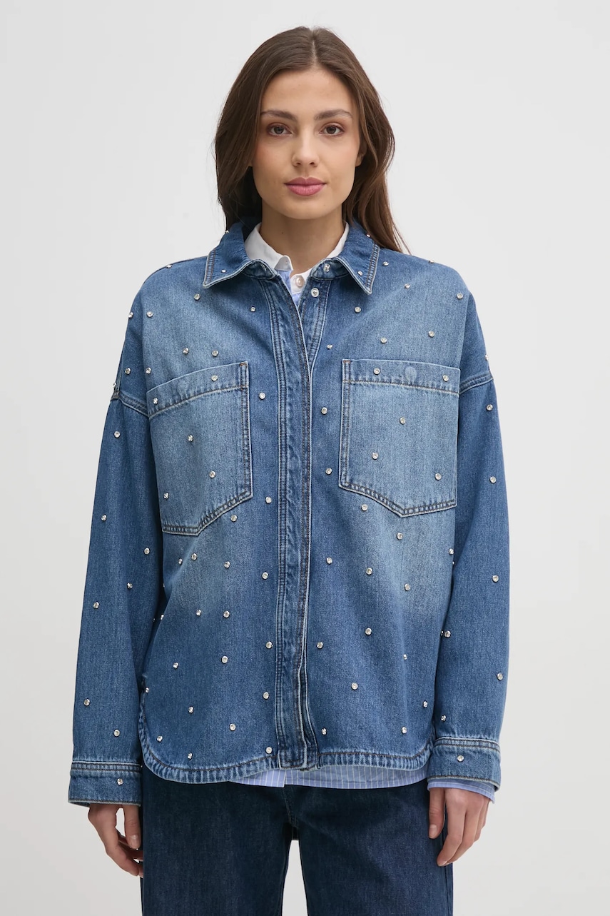 Mos Mosh camasa jeans femei, cu guler clasic, relaxed, 170200 Mos Mosh camasa jeans femei, cu guler clasic, relaxed, 170200