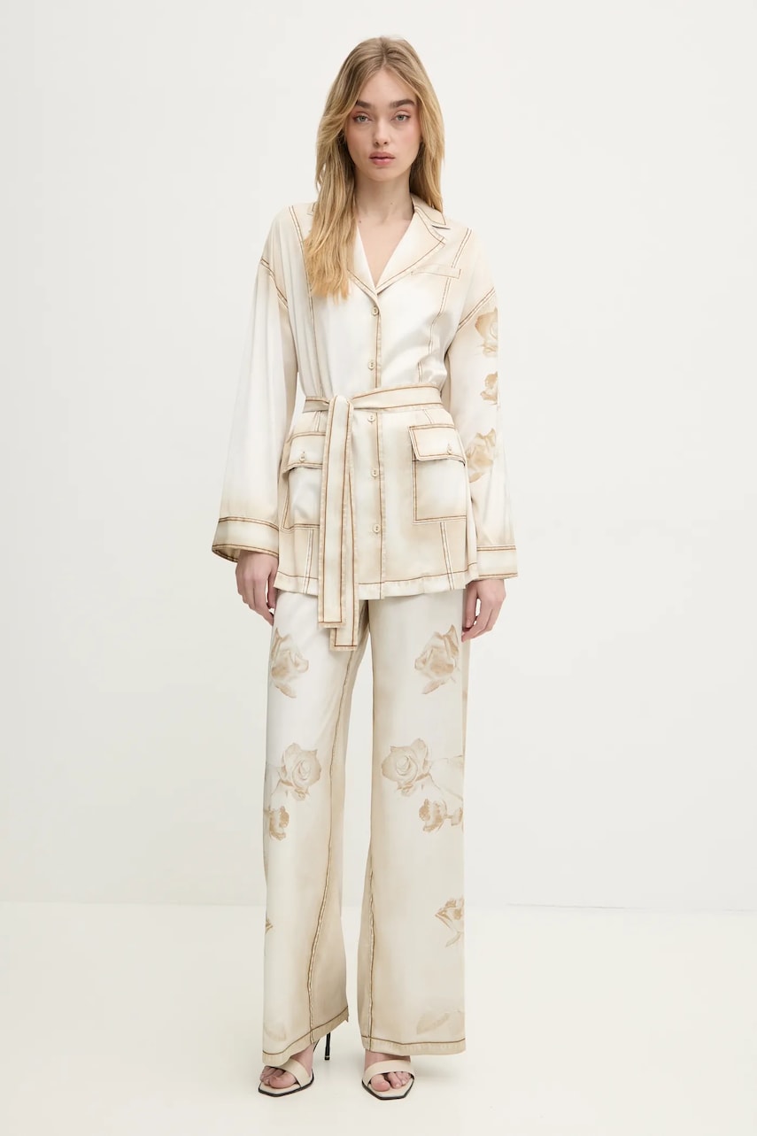 Рубашка Blugirl Blumarine женская цвет бежевый relaxed классический воротник RA5071.T3836 Рубашка Blugirl Blumarine женская цвет бежевый relaxed классический воротник RA5071.T3836