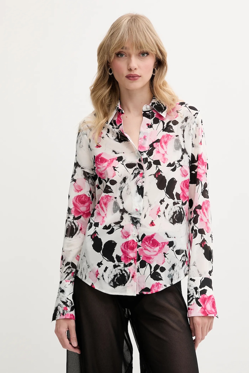 Blugirl Blumarine cămașă de mătase culoarea roz, cu guler clasic, regular, RA5171.T2949