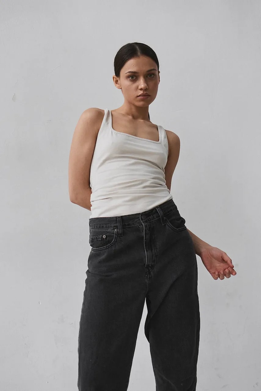 MUUV. top din bumbac femei, culoarea bej