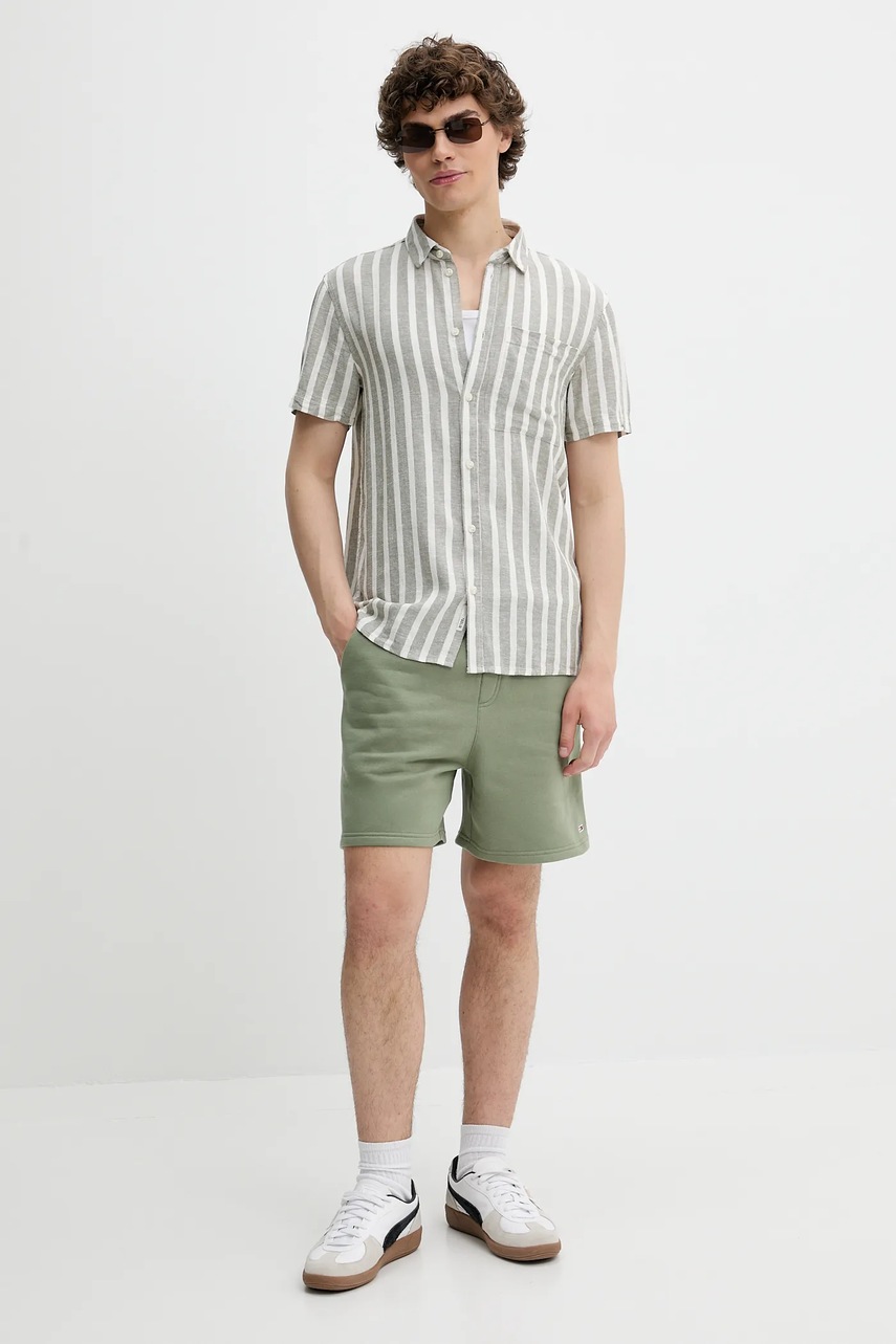 Πουκάμισο από λινό Solid FRIED ανδρικό, χρώμα: πράσινο, 21107688 170613 φωτογραφία