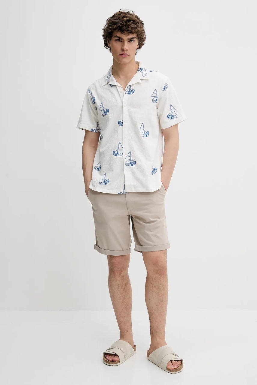 Βαμβακερό πουκάμισο Solid ανδρικά, χρώμα: άσπρο φωτογραφία