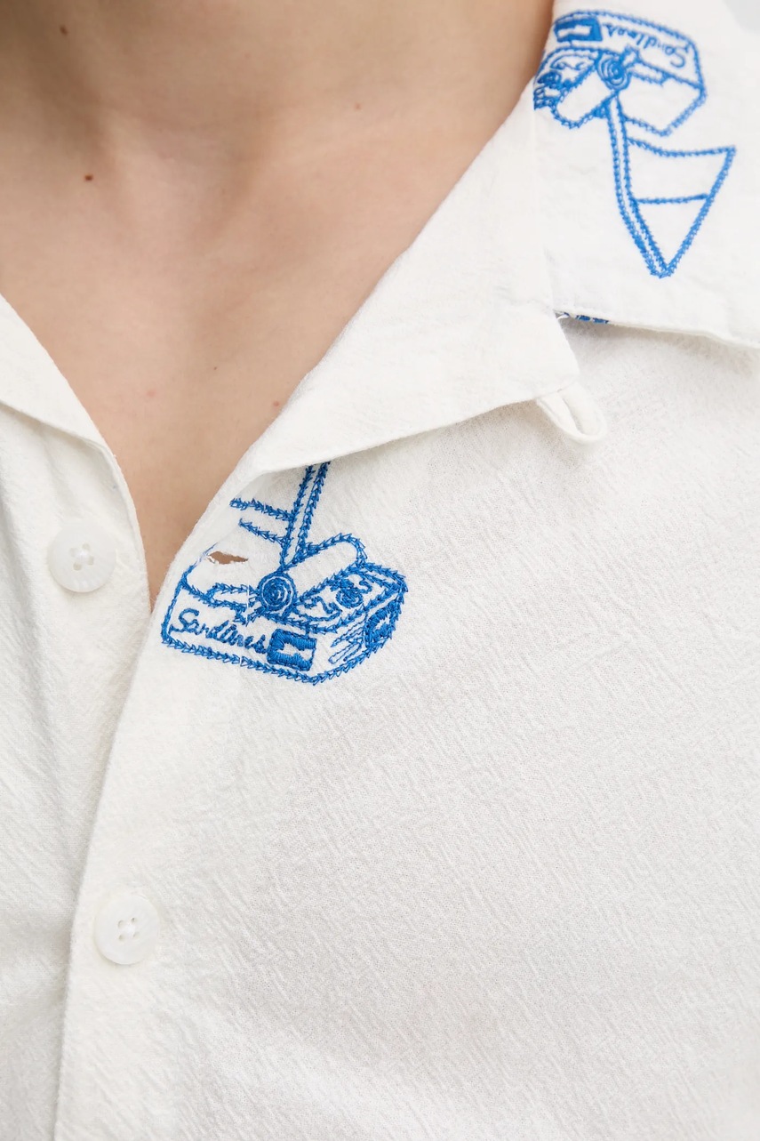 Βαμβακερό πουκάμισο Solid ανδρικά, χρώμα: άσπρο φωτογραφία