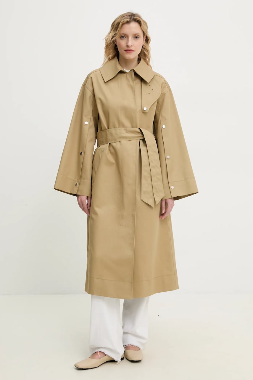 Day Birger et Mikkelsen palton de bumbac Lior femei, culoarea verde, de tranzitie, oversize, DAY65243712