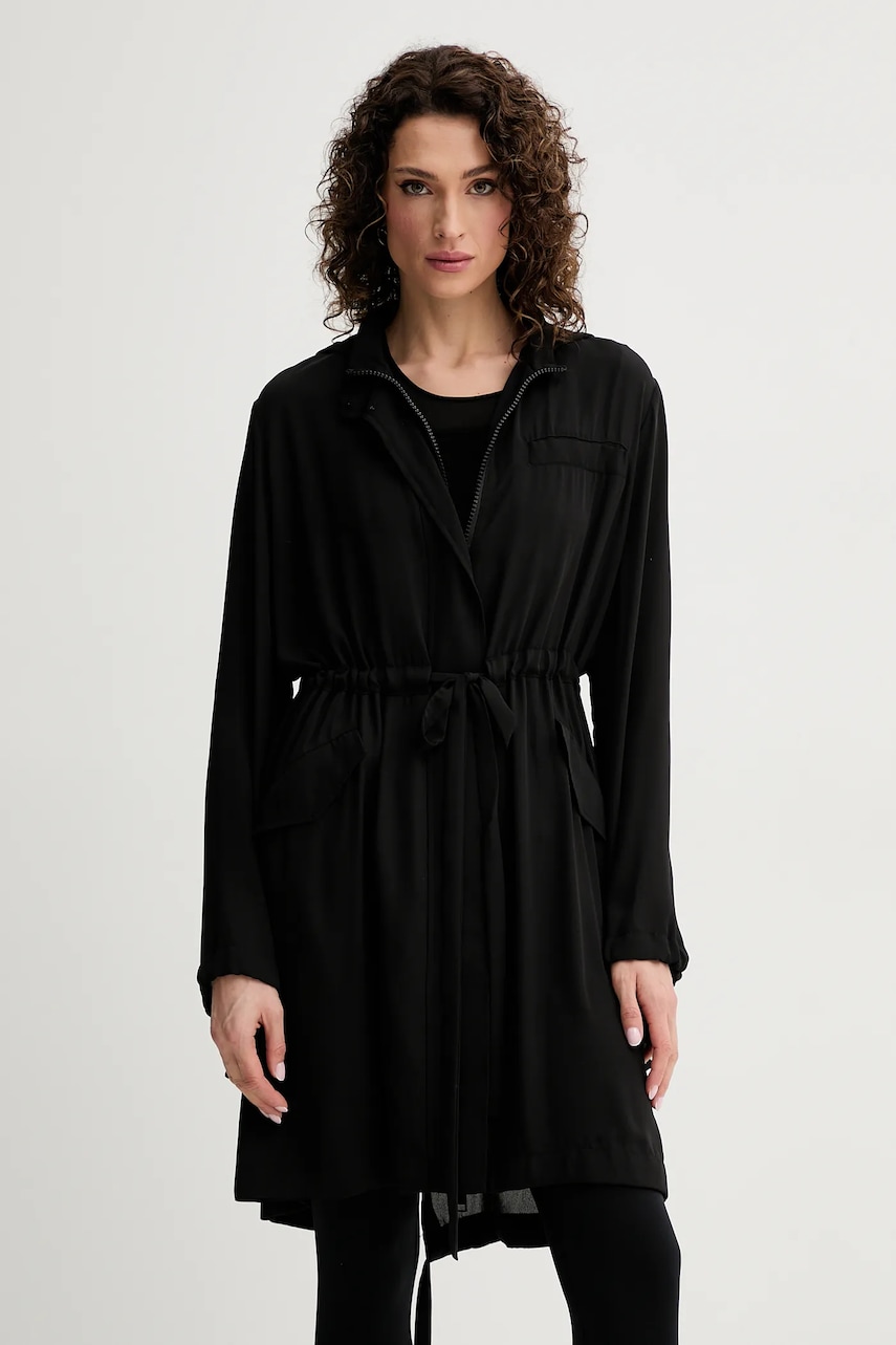 Silvian Heach hanorac LOSOVA femei, culoarea negru, de tranzitie, GPP25251PK Silvian Heach hanorac LOSOVA femei, culoarea negru, de tranzitie, GPP25251PK