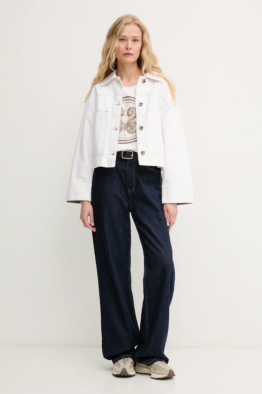 Хлопковая куртка Mos Mosh цвет белый переходная oversize 168190 Хлопковая куртка Mos Mosh цвет белый переходная oversize 168190