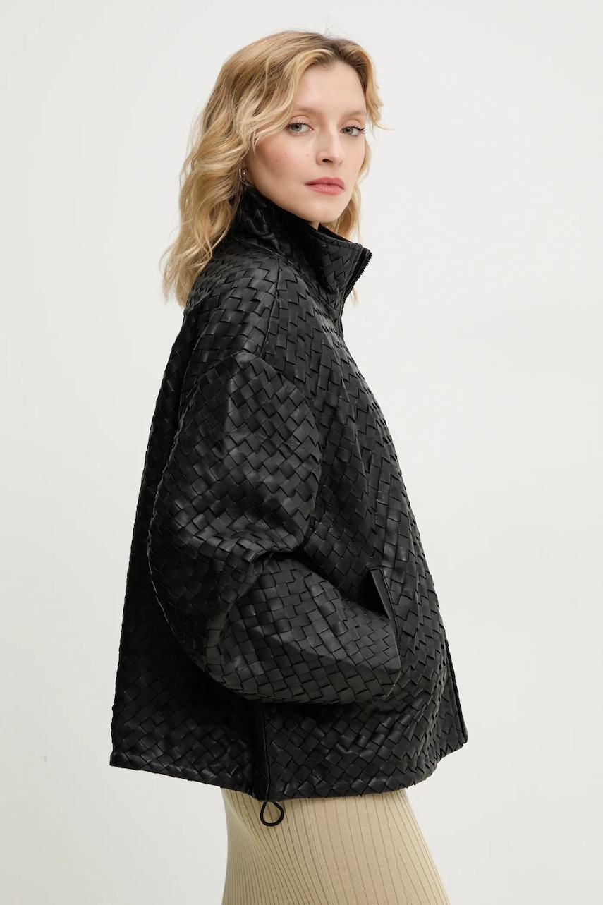 2NDDAY geacă de piele Enriqueta culoarea negru, de tranzitie, oversize, 2252512608 2NDDAY geacă de piele Enriqueta culoarea negru, de tranzitie, oversize, 2252512608