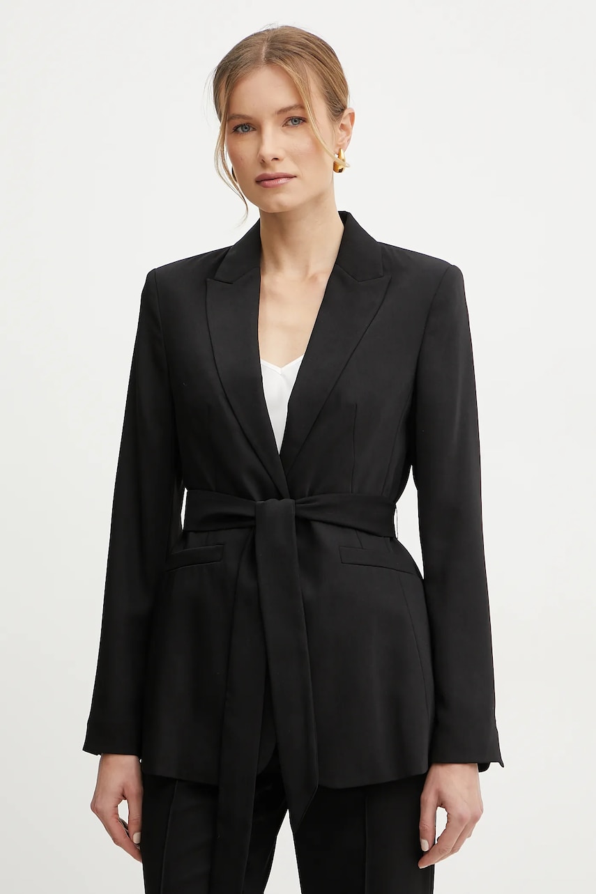 Silvian Heach sacou TRAU culoarea negru, un singur rand de nasturi, neted, GPP25398GC Silvian Heach sacou TRAU culoarea negru, un singur rand de nasturi, neted, GPP25398GC