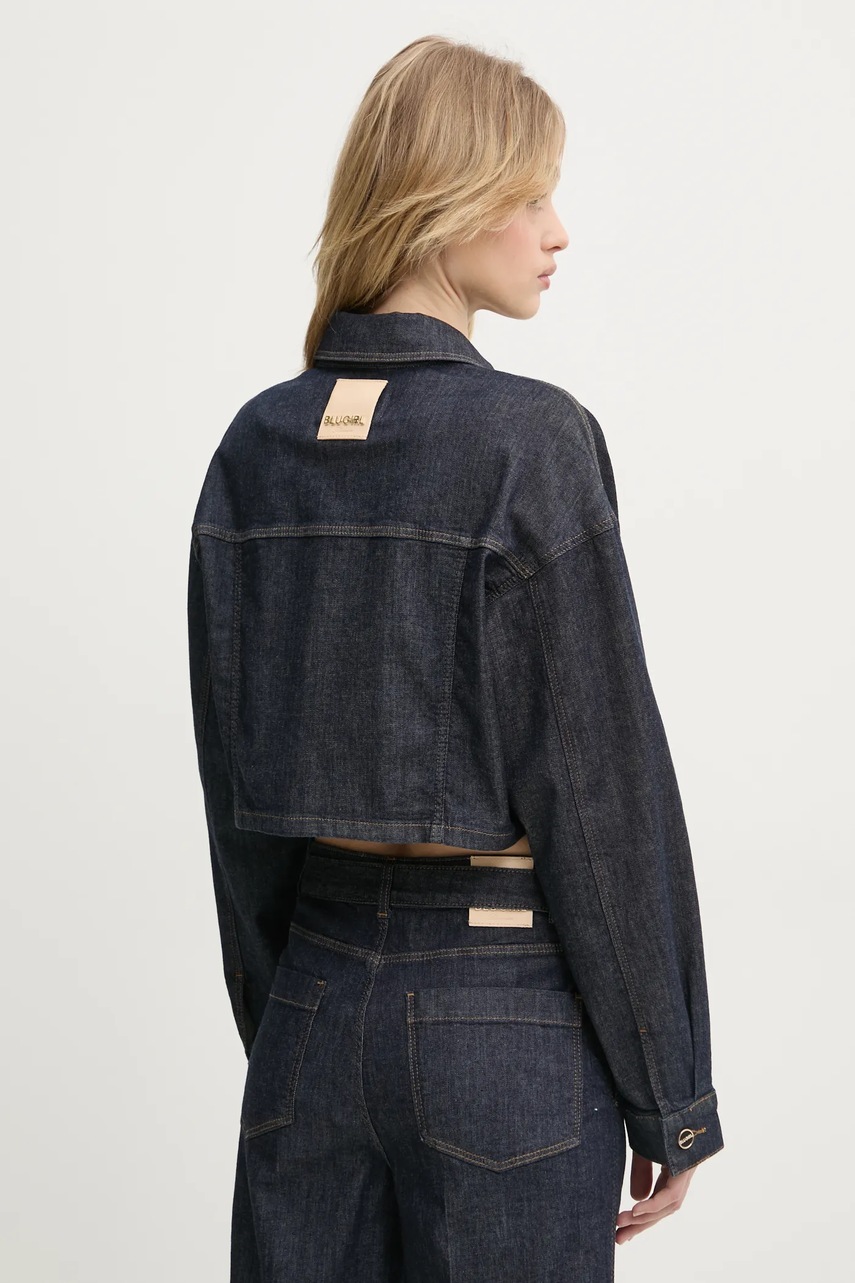 Джинсова куртка Blugirl Blumarine жіноча колір синій перехідна oversize RA5132.D4992 