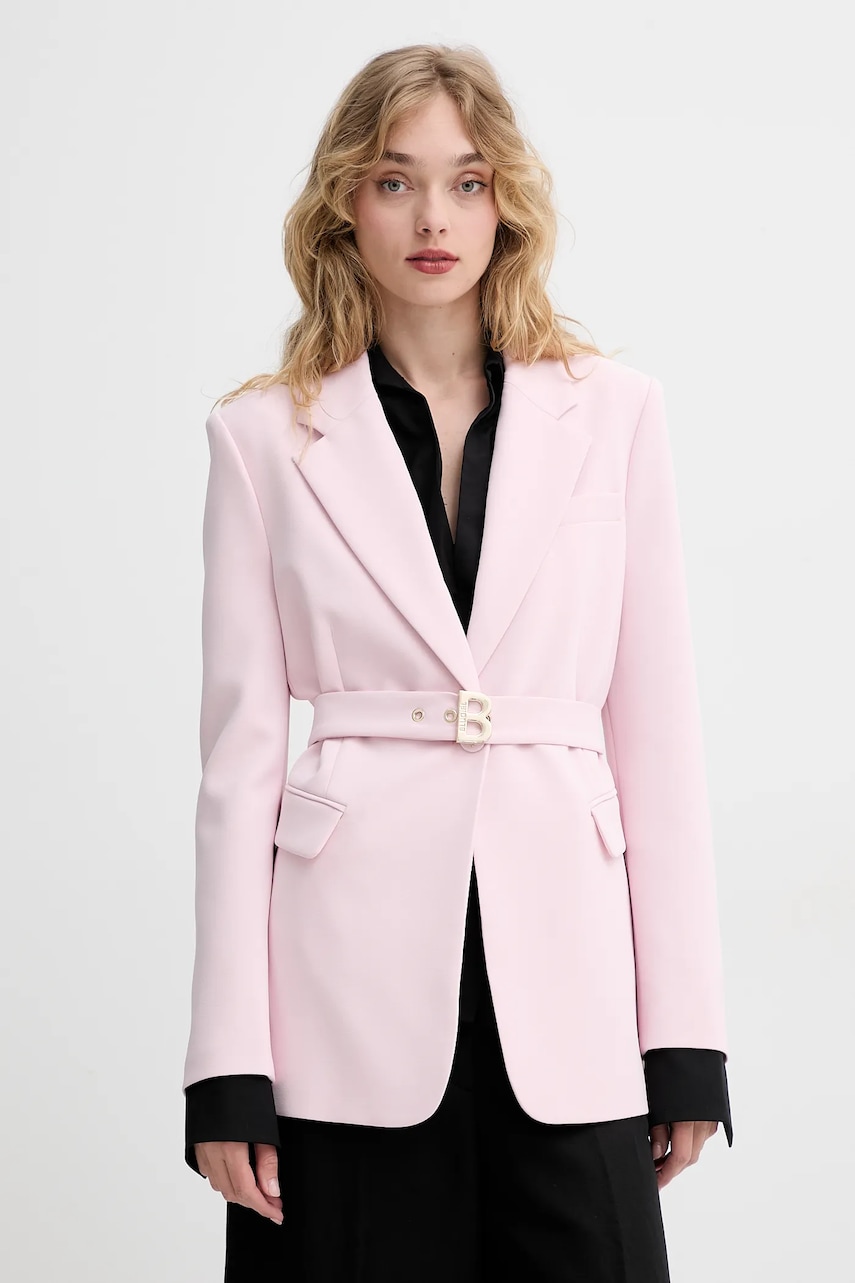 Blugirl Blumarine sacou culoarea roz, un singur rand de nasturi, uni, RA5151.T2968 Blugirl Blumarine sacou culoarea roz, un singur rand de nasturi, uni, RA5151.T2968
