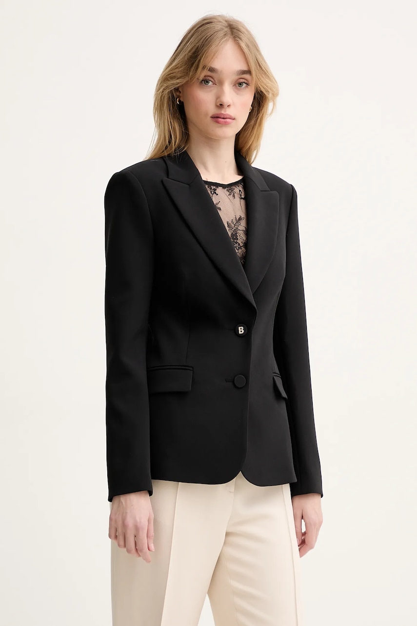 Blugirl Blumarine sacou culoarea negru, un singur rand de nasturi, uni, RA5204.T2968 Blugirl Blumarine sacou culoarea negru, un singur rand de nasturi, uni, RA5204.T2968