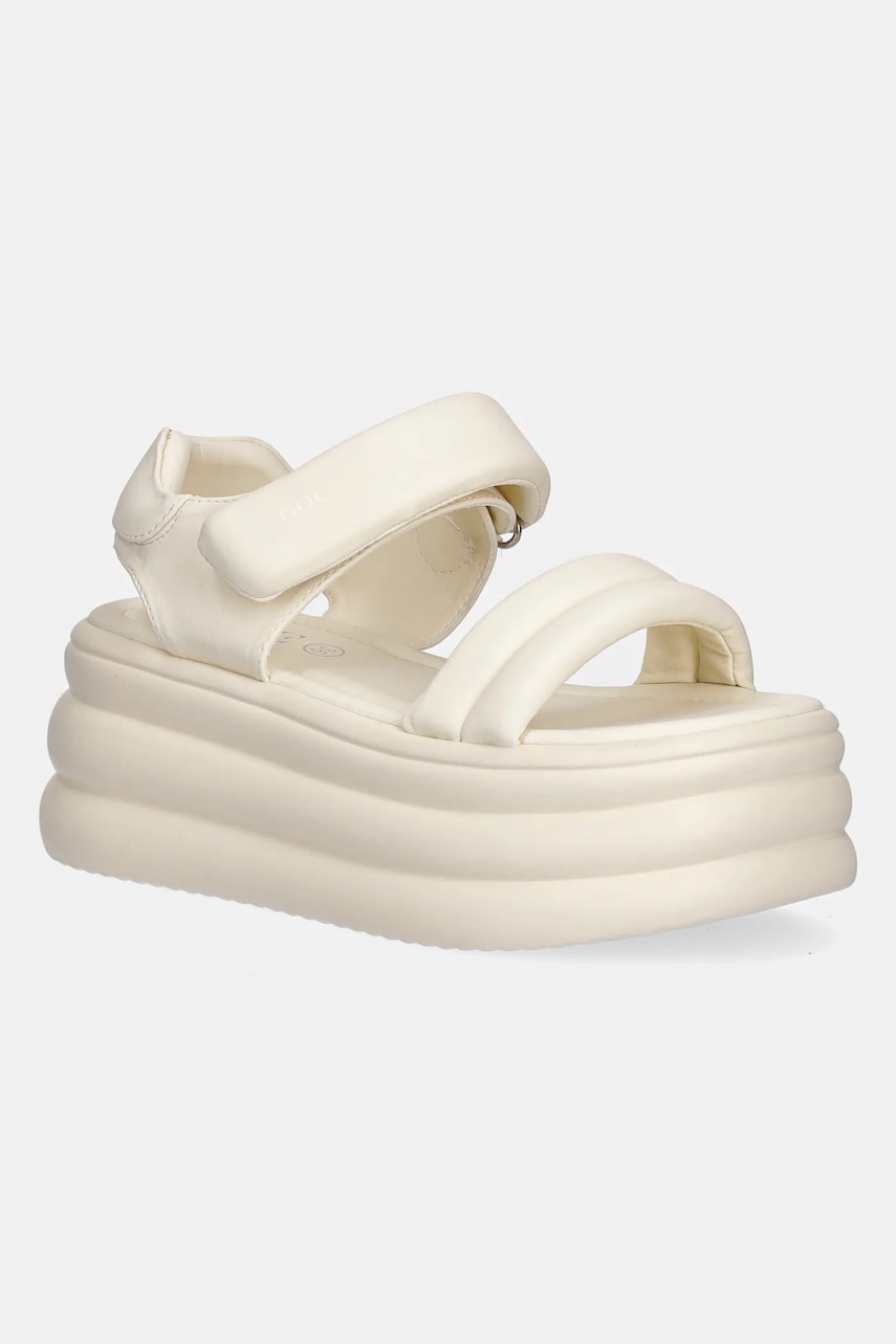 GOE sandale de piele femei, culoarea bej, cu platforma, RR2N4118 GOE sandale de piele femei, culoarea bej, cu platforma, RR2N4118