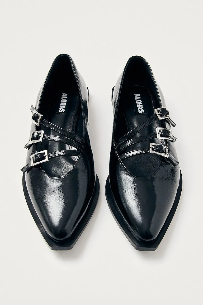 Alohas bőr balerina cipő Jive fekete, S100839-01 termék 2. képe