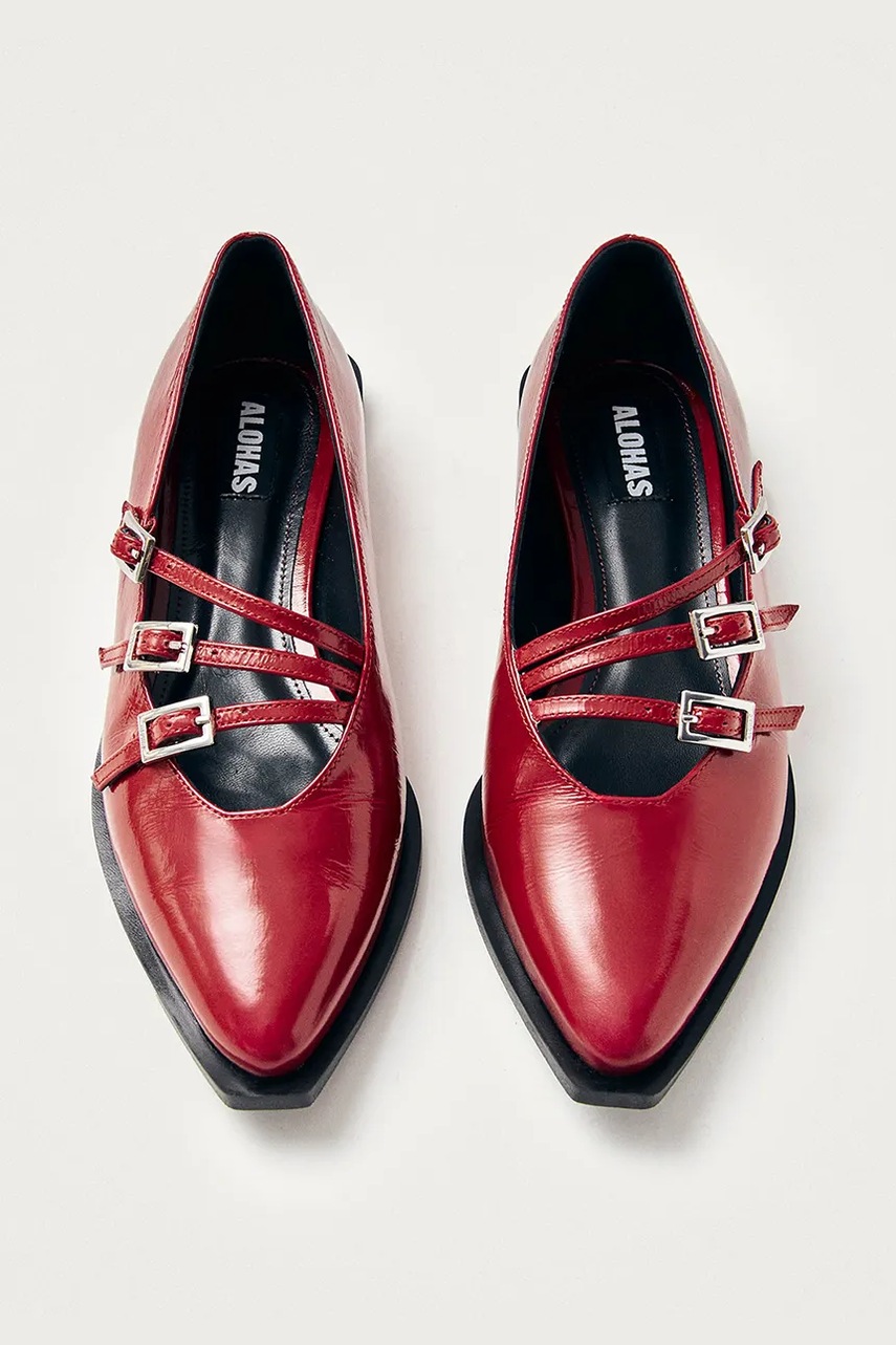 Alohas bőr balerina cipő Jive piros, S100839-03 termék 2. képe