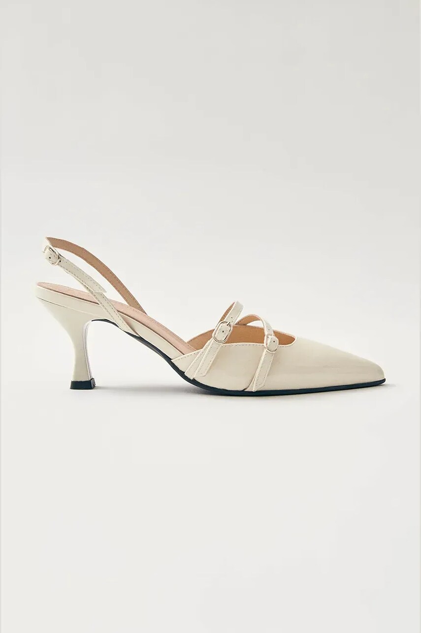 Alohas pantofi de piele Joelle culoarea bej, pe toc jos, cu toc deschis, S100441-03