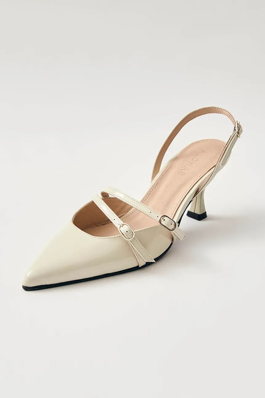 Кожаные туфли Alohas Joelle цвет бежевый низкий каблук открытая пятка S100441-03