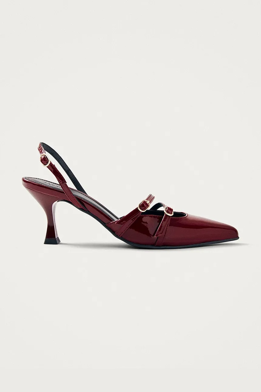 Alohas pantofi de piele Joelle culoarea bordo, pe toc jos, cu toc deschis, S100441-01