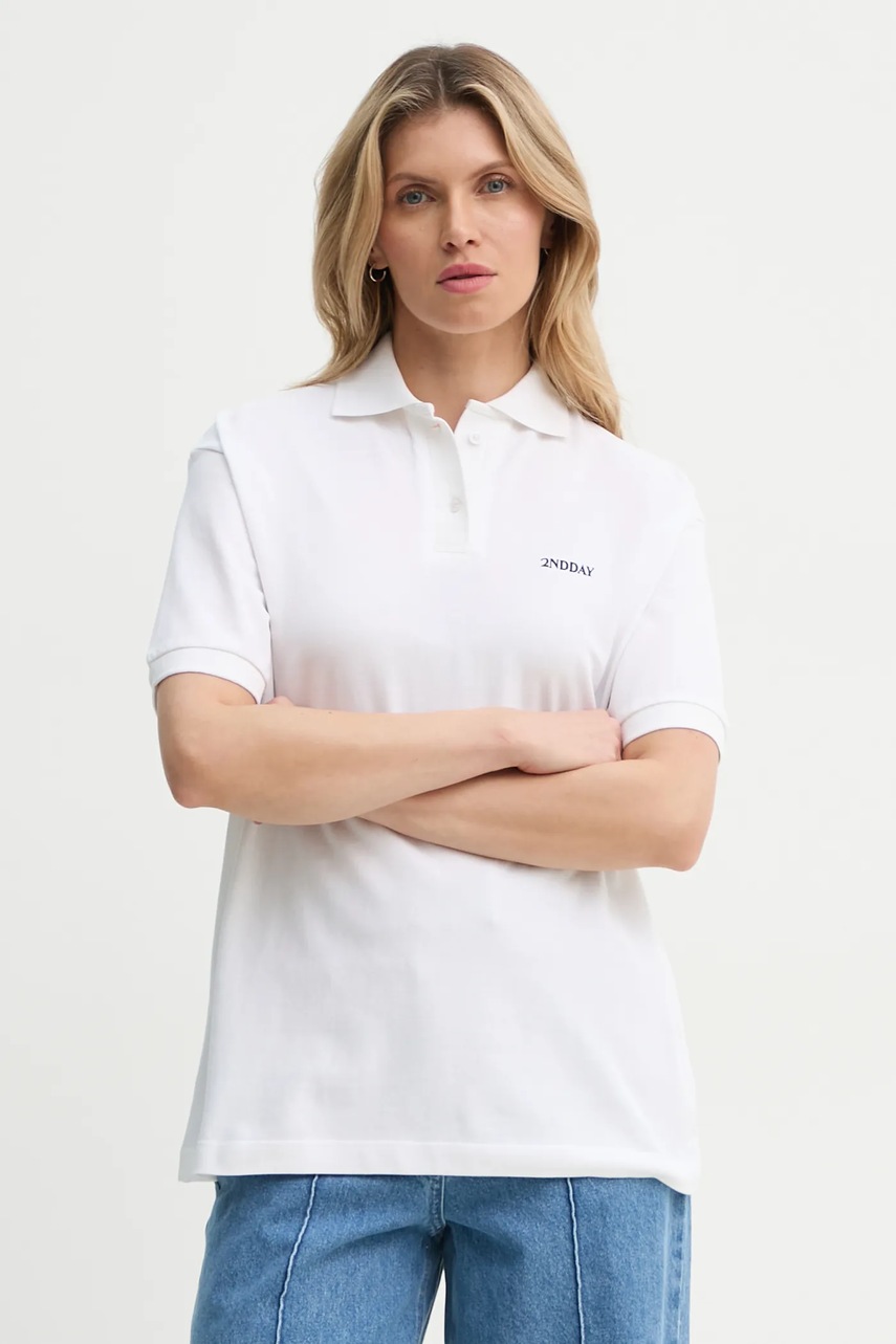 Βαμβακερό μπλουζάκι πόλο 2NDDAY Aralena χρώμα: μπεζ, 2252248329 φωτογραφία