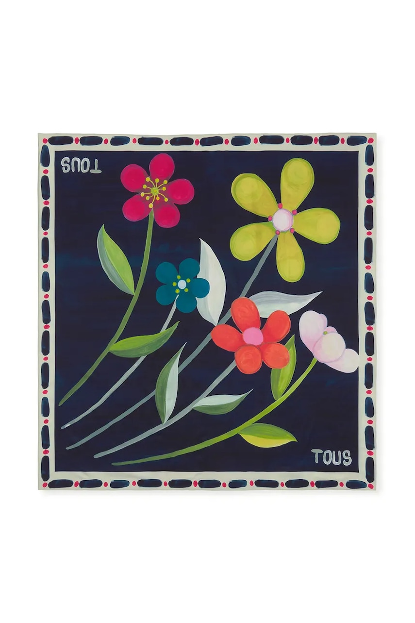Tous eșarfă TEXTIL femei, culoarea bleumarin, cu imprimeu, 2002200933 Tous eșarfă TEXTIL femei, culoarea bleumarin, cu imprimeu, 2002200933