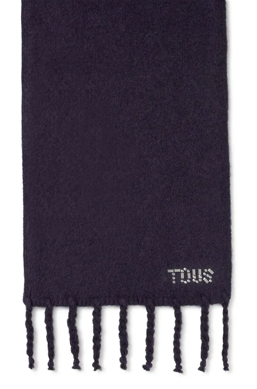 Шарф с примесью шерсти Tous TEXTIL цвет синий однотонный 2002203333 Шарф с примесью шерсти Tous TEXTIL цвет синий однотонный 2002203333