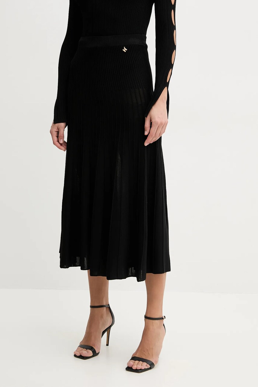 Silvian Heach fusta GHIRDIM culoarea negru, midi, evazati, GPP25302GO