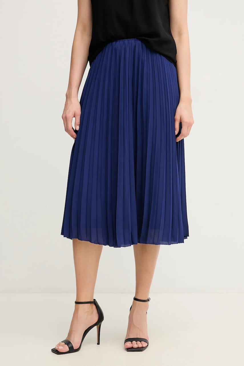 Silvian Heach fustă GISCA culoarea bleumarin, midi, evazati, GPP25442LO Silvian Heach fustă GISCA culoarea bleumarin, midi, evazati, GPP25442LO