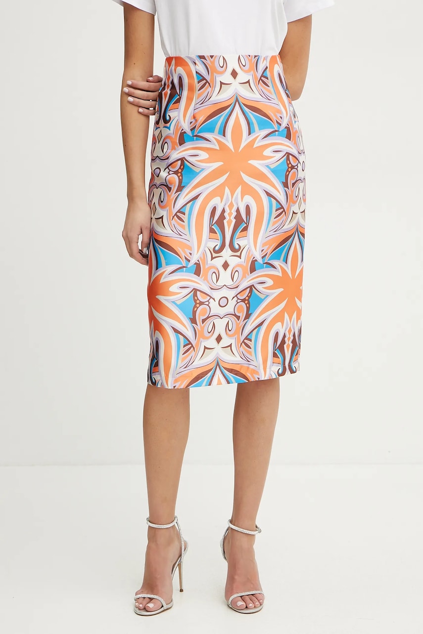 Silvian Heach fusta PAVOB culoarea portocaliu, midi, drept, CVP25070LO Silvian Heach fusta PAVOB culoarea portocaliu, midi, drept, CVP25070LO