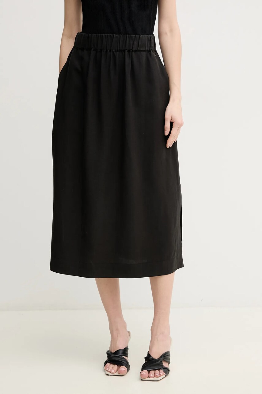 Mos Mosh fusta culoarea negru, midi, drept, 169640