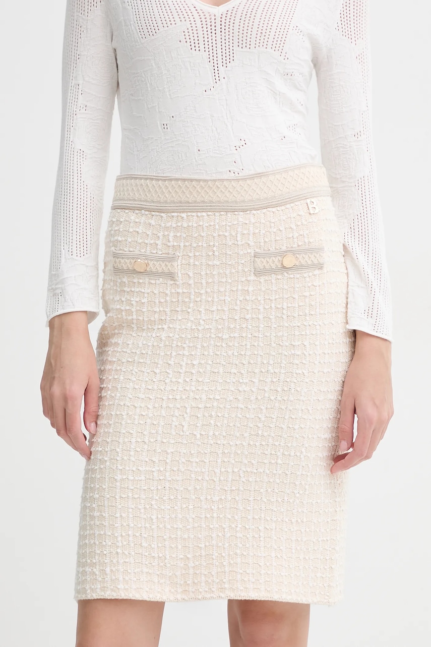 Blugirl Blumarine fustă culoarea bej, midi, creion, RA5077.MS016 Blugirl Blumarine fustă culoarea bej, midi, creion, RA5077.MS016