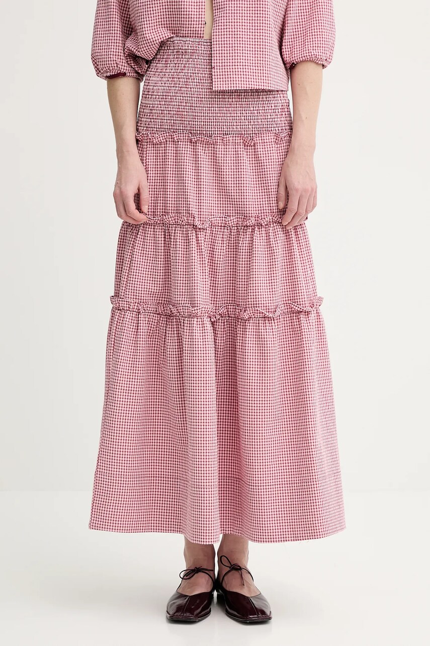 Alohas fustă din bumbac Atenea culoarea roz, maxi, evazati, R100937