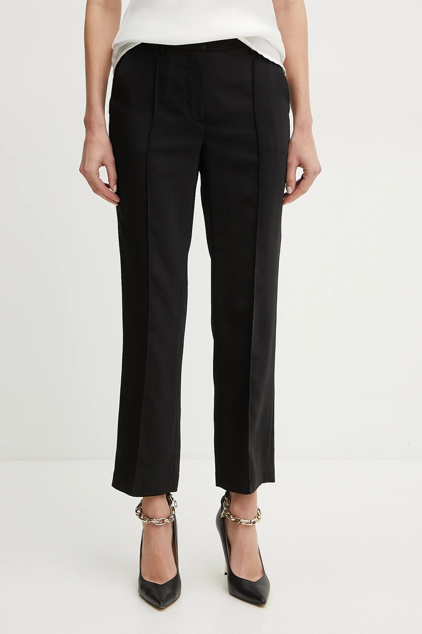 Levně Kalhoty Silvian Heach NIKAN dámské, černá barva, jednoduché, medium waist, GPP25397PA